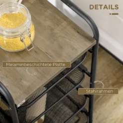 HOMCOM Rollwagen, Küchenwagen Mit 4 Körben, Aufbewahrungsregal Mit Rollen, Haushaltregal, Servierwagen Für Schlafzimmer, Wohnzimmer, Stahl, Schwarz, 41,5 X 31 X 66 Cm 8 HOMCOM Rollwagen, Küchenwagen Mit 4 Körben, Aufbewahrungsregal Mit Rollen, Haushaltregal, Servierwagen Für Schlafzimmer, Wohnzimmer, Stahl, Schwarz, 41,5 X 31 X 66 Cm -Küchenbedarf Laden fccba2f4ec9b0dd7f92e7fdbb138b061