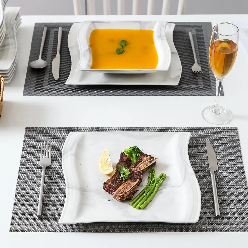 MALACASA, Serie Flora, Marmor Porzellan Tafelservice 12 Teiligen Set Kombiservice Geschirrset mit je 6 Speiseteller und 6 Suppenteller für 6 Personen MALACASA, Serie Flora, Marmor Porzellan Tafelservice 12 Teiligen Set Kombiservice Geschirrset Mit Je 6 Speiseteller Und 6 Suppenteller Für 6 Personen -Küchenbedarf Laden fe11545913cf301977d49d2868ba5c06